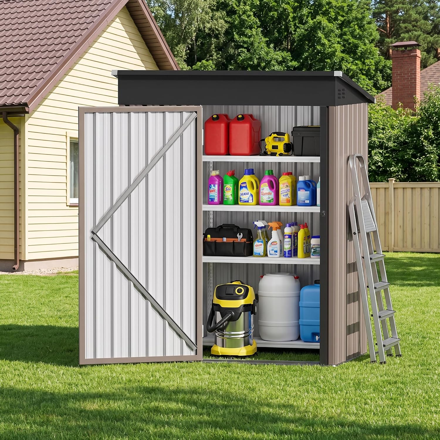 5x3FT Metal Storage Shed with  - Garden Tools 评论和价格