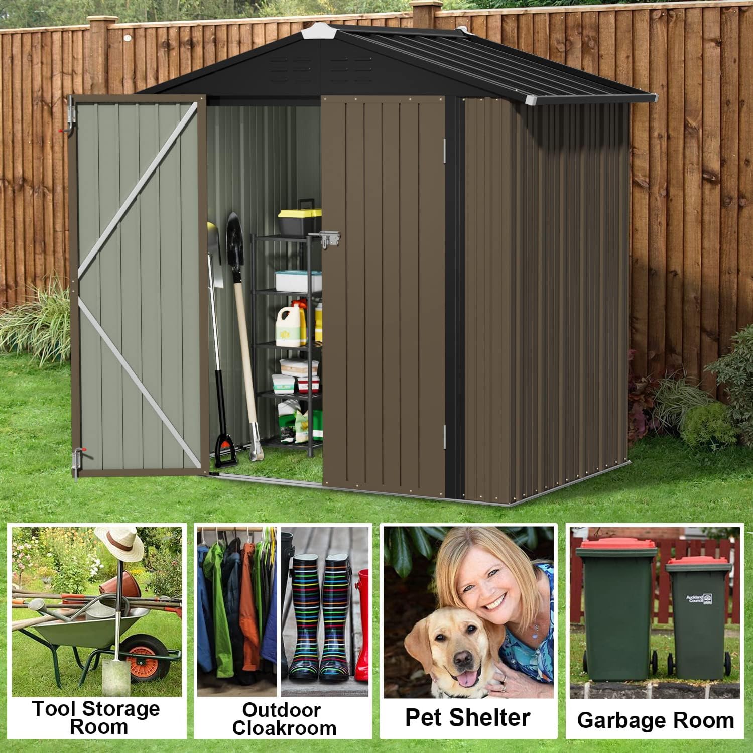 Metal Outdoor Storage Shed 6x4 - Garden Tools 评论和价格