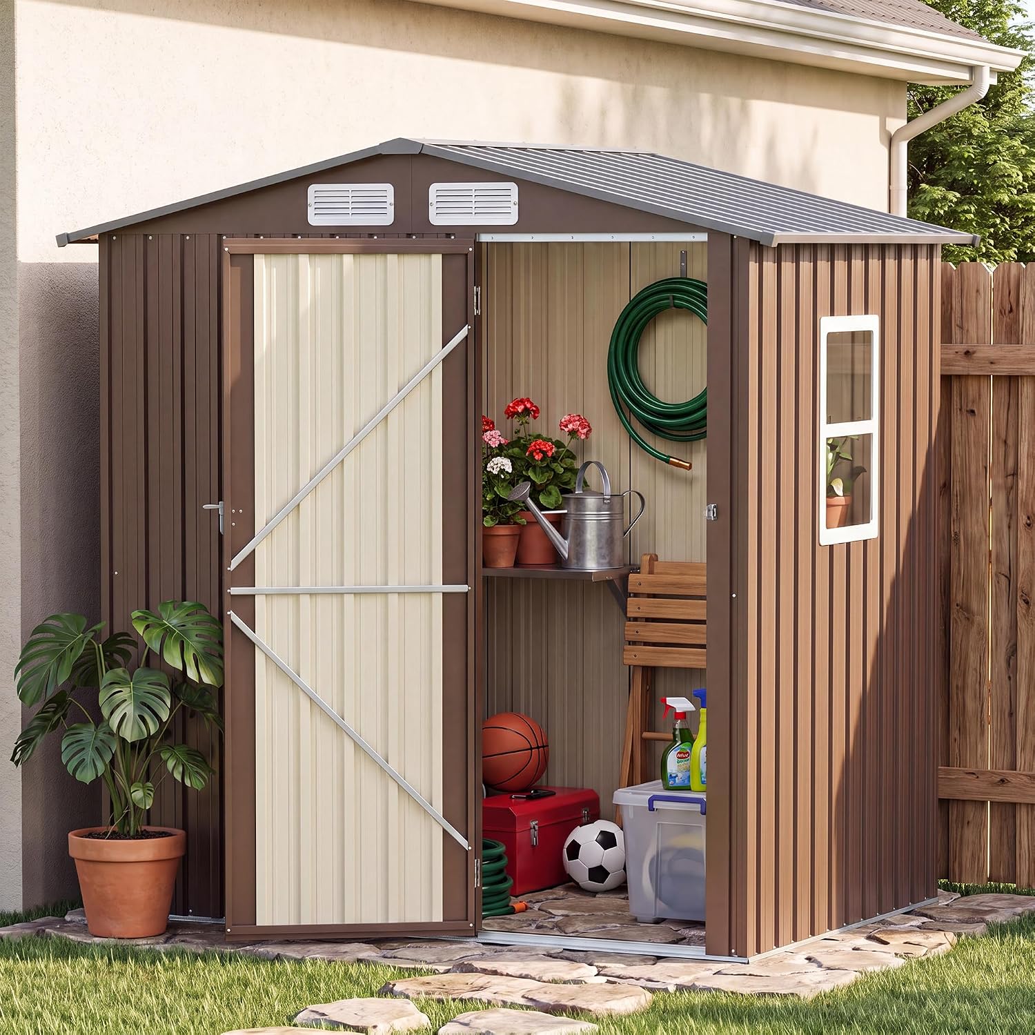 Outdoor Storage Shed 6x4FT Wat - Garden Tools 评论和价格