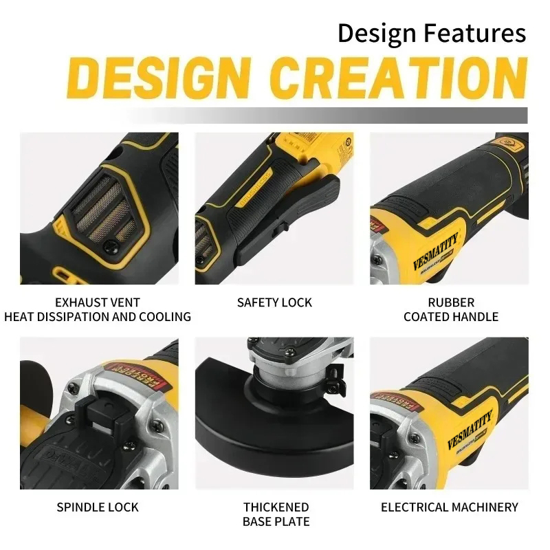 Vesmatity DCG406 Brushless Ang - Brushless Angle Grinder Battery Powered 评论和价格